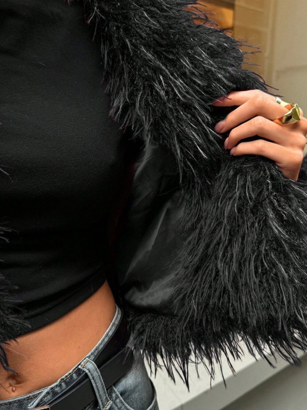 Black Casual Women's Sexy Short Faux Fur teddy Coat jacket - Picture 9 of 9